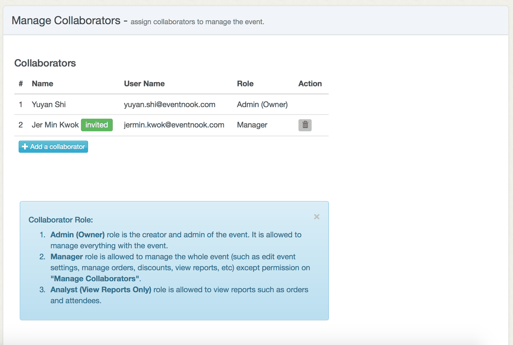 Add an event manager for your event registration site