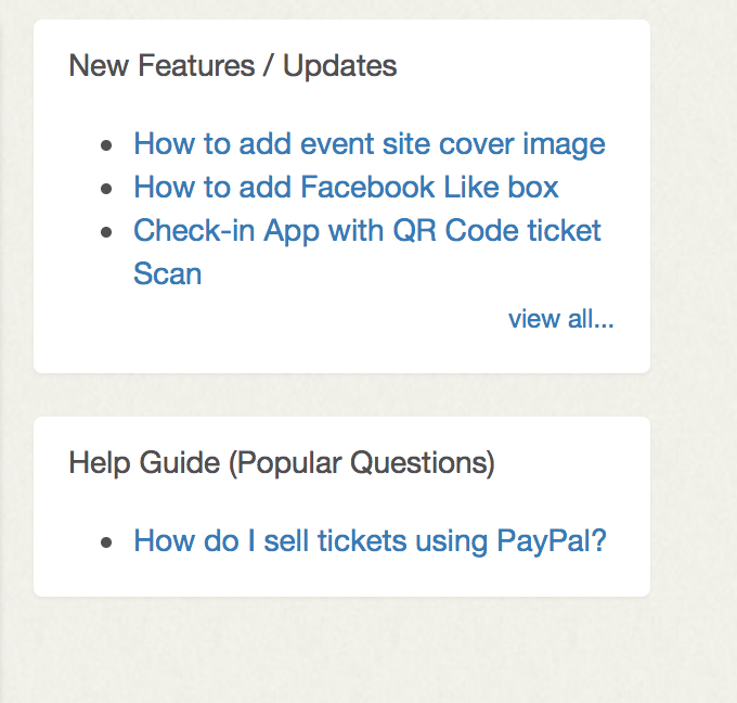 New Features, Help Guide columns