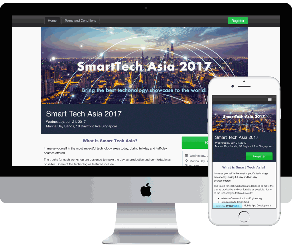 EventNook Event Micro-site example